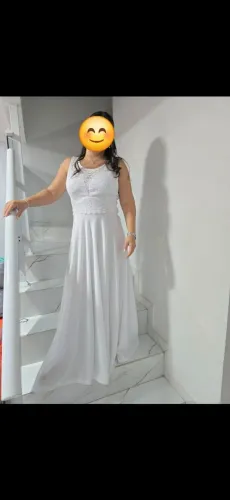 Vestido branco de renda noiva civil