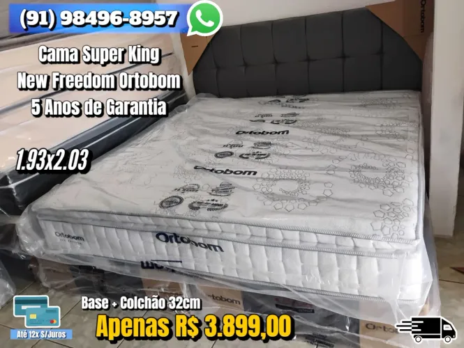 Cama Super King New Freedom 5 Anos de Garantia Ortobom 1.93x2.03