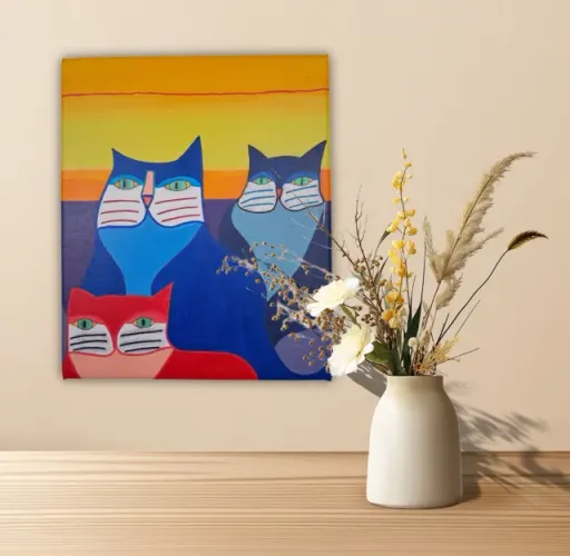 Mini Quadro de Três lindo Gatinhos Estilo Figurativo