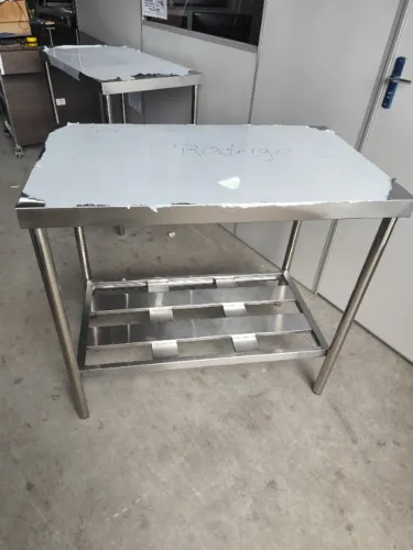 Bancada inox espelho 2,20m gradeada 