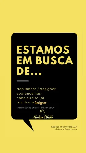 Vaga para manicure designer e depiladora/ designer 