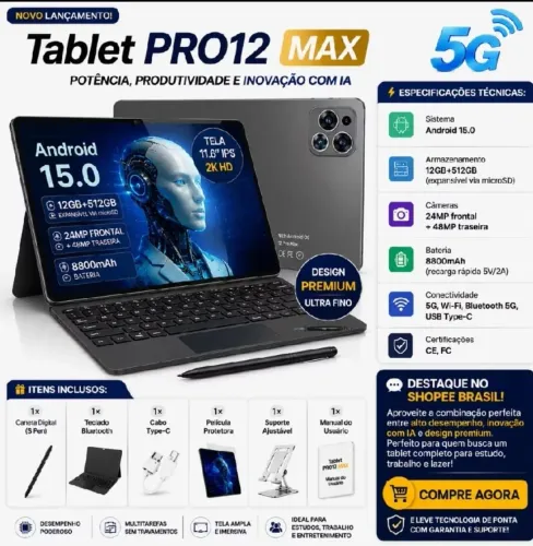 Tablet novo tela 11.6 Pro Max
