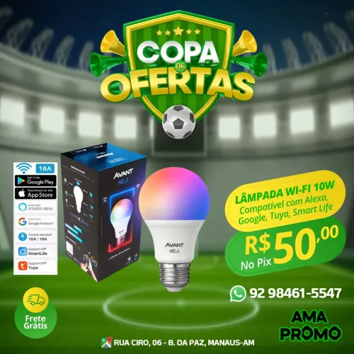 LÂMPADA INTELIGENTE LED AVANT 10W WIFI
