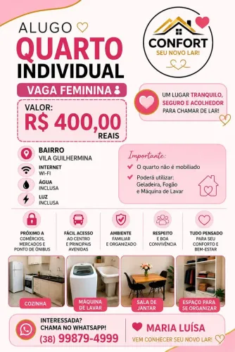 ALUGO QUARTO INDIVIDUAL