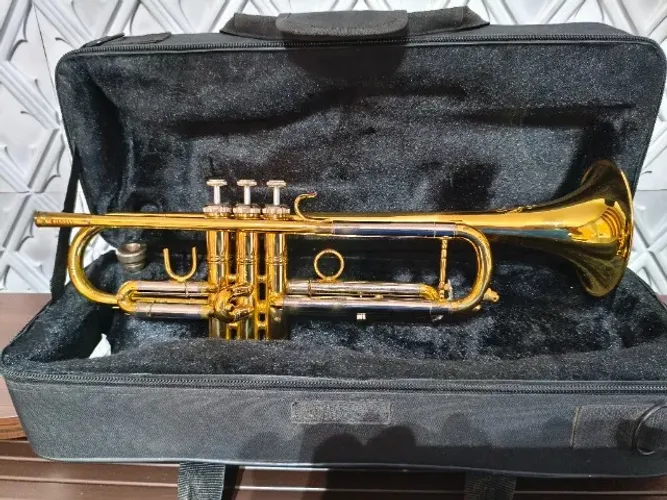 Trompete Sib Eagle Tr504 Dourado Novíssimo Com Case E Bocal Dourado Com Níquel