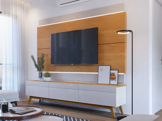 Rack 3 Gavetas + Painel 1,80 100% MDF PRONTA ENTREGA