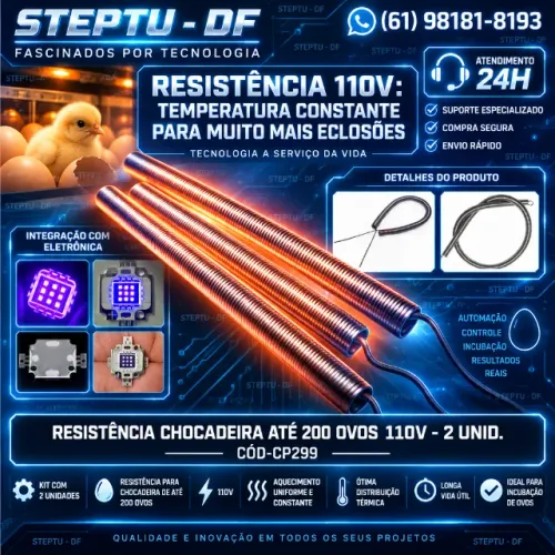 Resistência Chocadeira Até 200 Ovos 110V Arduino Automação 2 Unid. COD-CP299