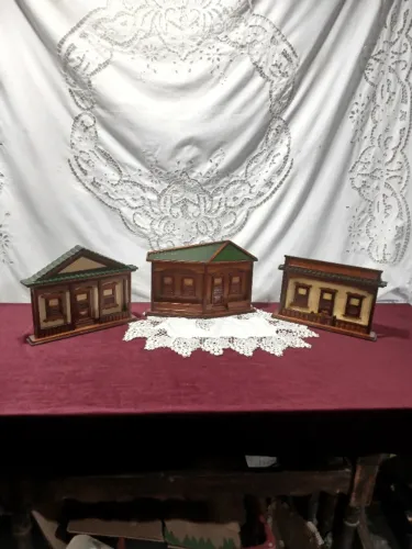 Antigas Maquetes Miniatura De Madeira Casas Colonial