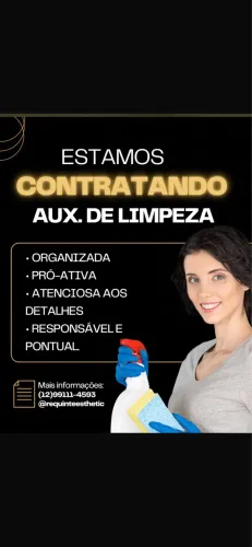 Estamos contratando Auxiliar de Limpeza para salão de beleza! 