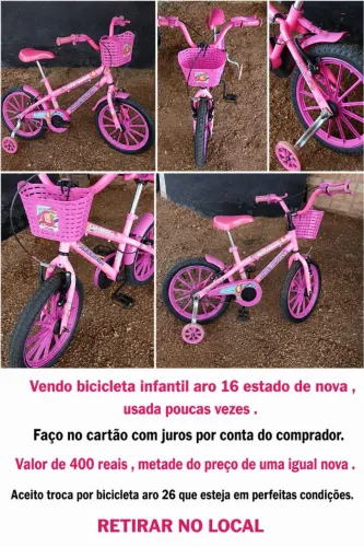 Bicicleta infantil aro 16 estado de nova , troco por bike aro 26