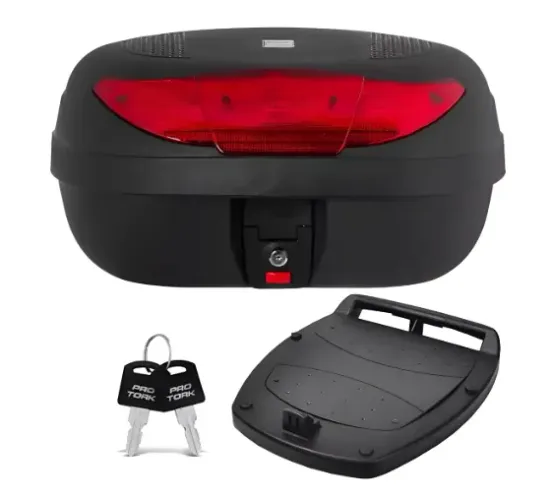 Bau Bauleto 45 Litros Moto Pro Tork + Base Fixação Universal