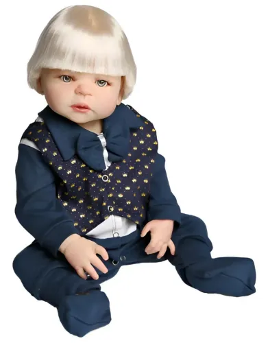 Bebê reborn de silicone menino loiro olho azul 56 cm