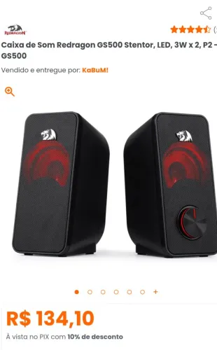 Caixa de som redragon gamer para PC. Led vermelho 12w 