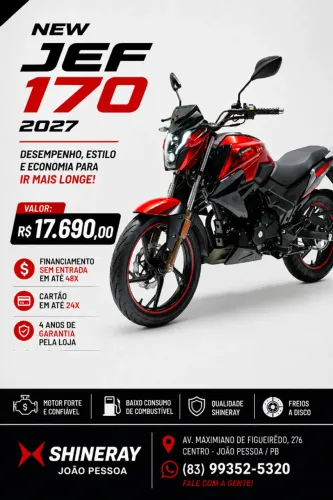 Shineray JEF 170 0km 2026 - Financiamento Sem Entrada em até 48x