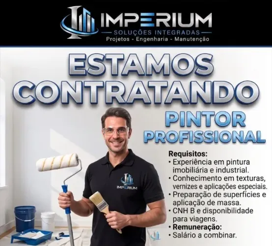 Vaga de Eletricista, Téc. em Refrigeração, Encanador e pintor.