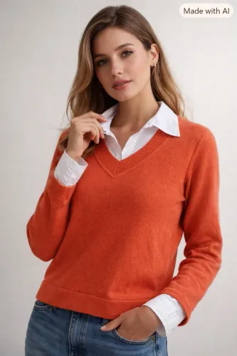 Blusa tricô tam M laranja Ricordi
