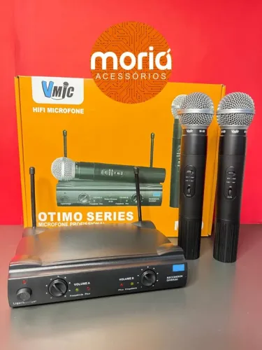 Microfone  Duplo Profissional Sem Fio Dinâmico V-mic M-59 UHF