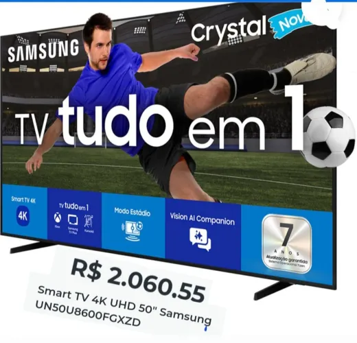 Tv Samsung Smart 4k Cristal 50" Semi-nova na caixa R$1.690,00