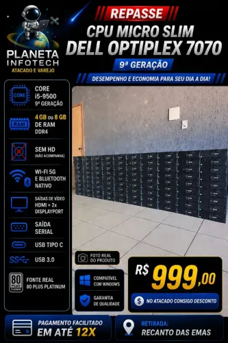 CPU DELL micro slim core i5 9500 com 4gb ou 8gb de ram DDR4 e sem HD " REPASSE "