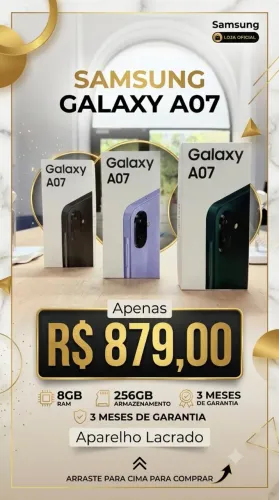 Samsung A07 preto 8gb ram