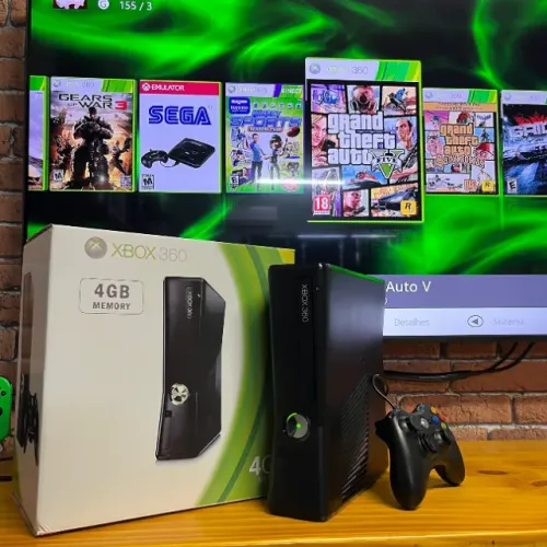 Console Xbox 360 Slim Preto DESBLOQUEADO (Com Garantia)