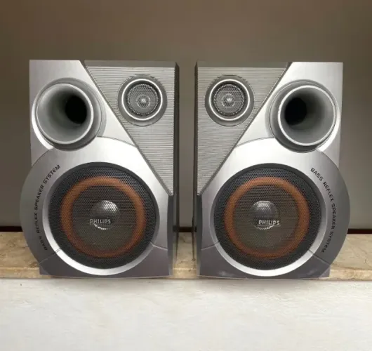 Par Caixa Philips Acústica 6 Ohms Radio Som Bass Antiga