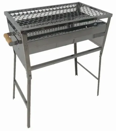 Churrasqueira Inox Com Grelha Camping Pesca Praia Com Alças Prateado Churrasqueira Inox Co