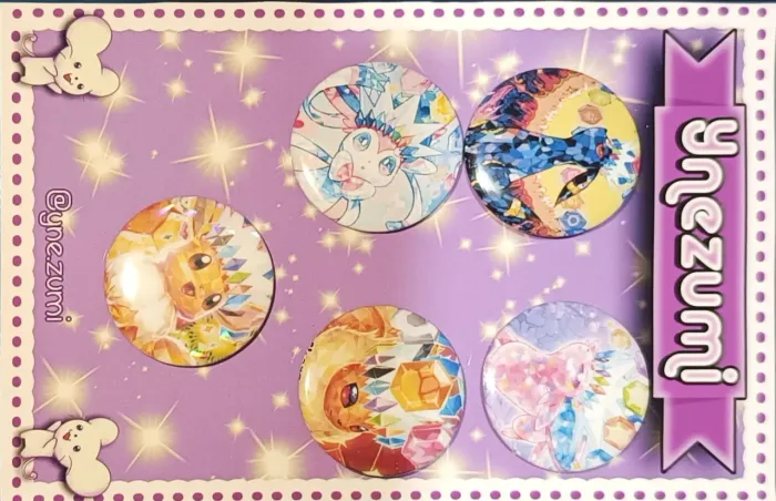 Kit 5 Botons Pokémon Eevolutions Terastal Fanart