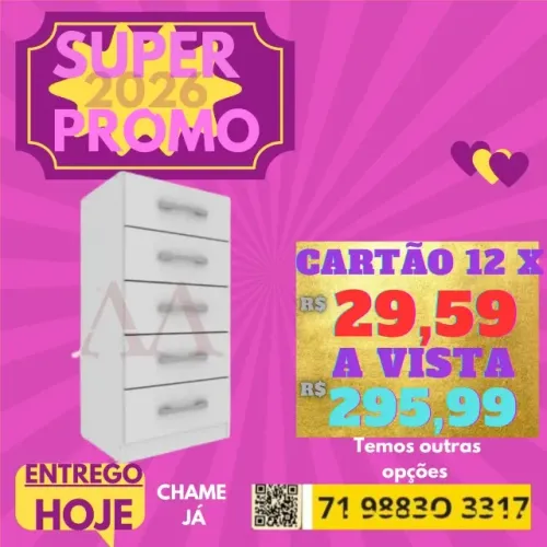 Comoda 5 Gavetas/Peça no Contato e Pague em Casa - Produto Novo - Tbm loja física