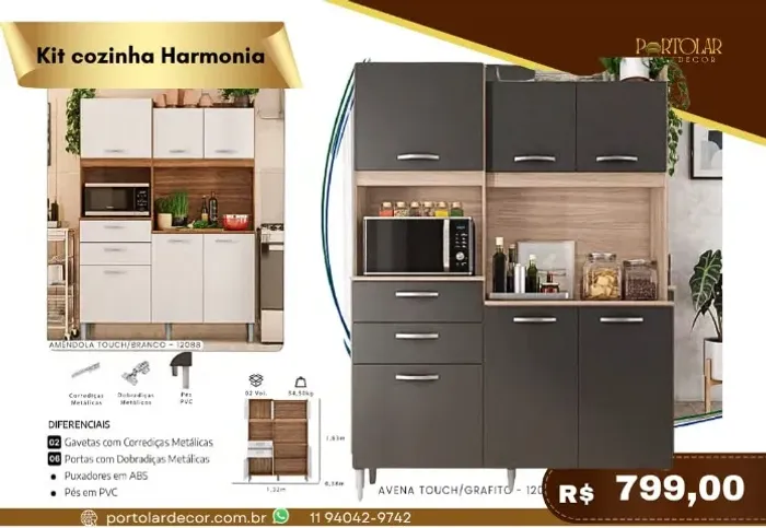 Kit Cozinha Harmonia, a pronta entrega