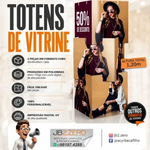 Totens para vitrines em Polionda. Decore sua virine e chame mais a atenção!