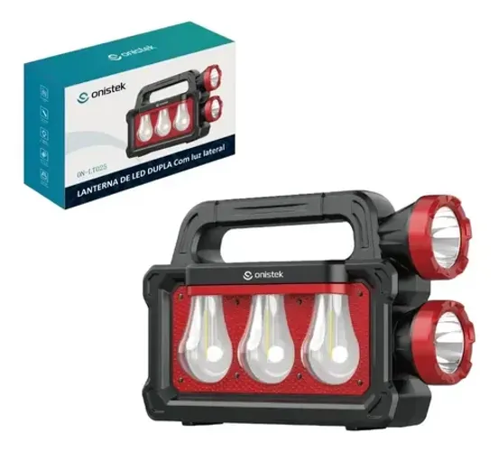 Lanterna Bateria Portátil Painel Led Solar 3 Holofotes