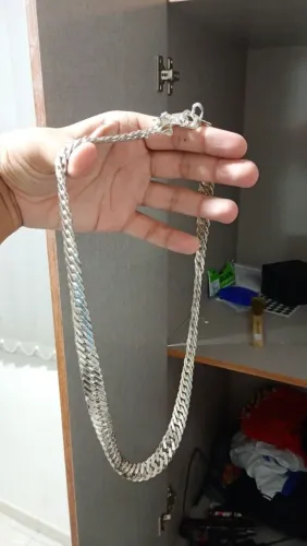 Corrente de moeda com banho de prata