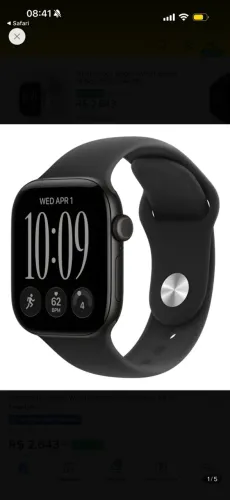 Apple Watch Series 12 Gps 42mm Caixa Preta Aluminio S12 M/l