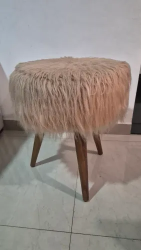 Puff Puf Banqueta Magnus Suede Rosê 4 Pés Palito Reforçado 