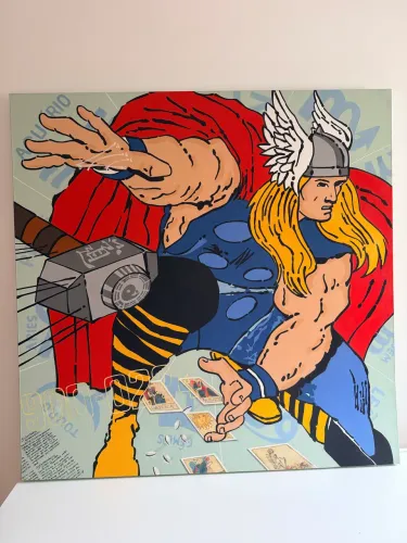 ? Quadro do Thor - Pintado à Mão - 1,00 x 1,00 m