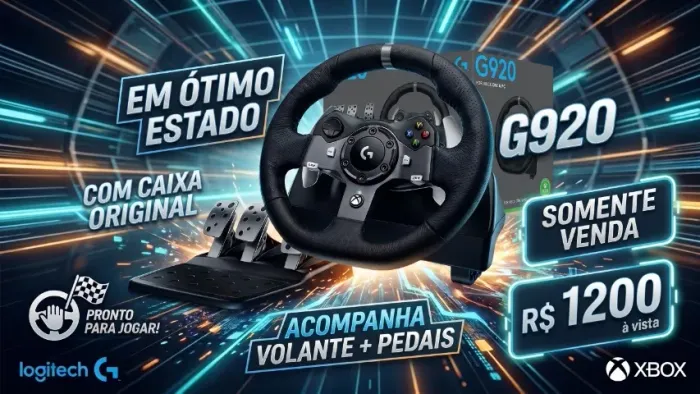 Volante Logitech G920 Xbox/PC completo em ótimo estado