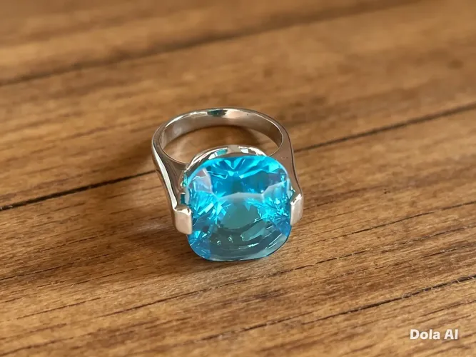 Anel feminino pedra topazio swarovski