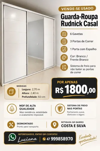 VENDE-SE GUARDA ROUPA CASAL USADO