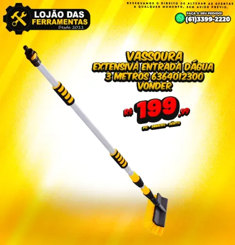 Vassoura Extensiva Entrada Dágua 3 Metros 6364012300 Vonder