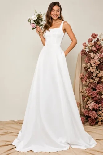 Vestido Branco Longo de Festa/Noiva Modelo A - Tamanho P