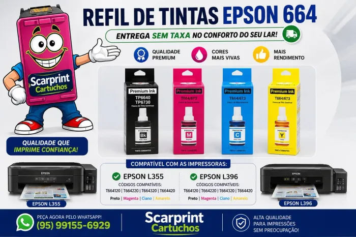 Refil de tintas Epson modelo l200 l355 l396 e cia entrega sem taxa 