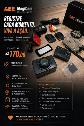 Câmera esportiva AEE MagiCam com todos os acessórios
