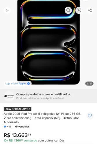 Ipad Pro 11 polegadas, M5 lacrado