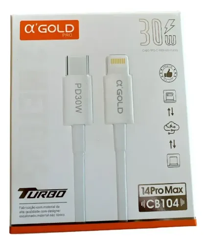 Cabo Para Iphone 30w Tipo-c / Lightning Agold 2 Metros Orig