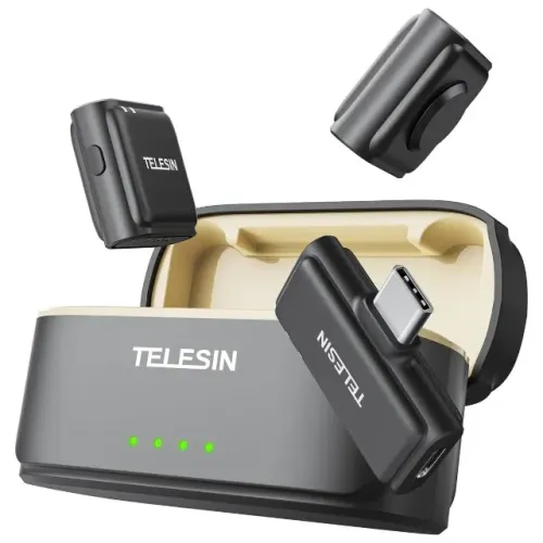 Sistema de Microfone Duplo Lapela sem Fio Usb-C Combo