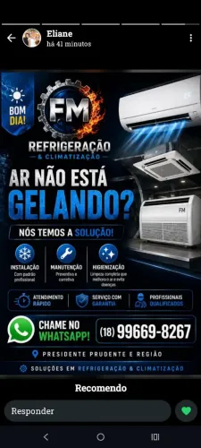 FM Refrigeração Comercial - Instalação e manutenção em climatização e refrigeração.