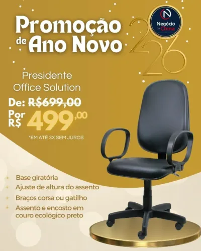 Cadeira Presidente Giratória em Couro Ecológico