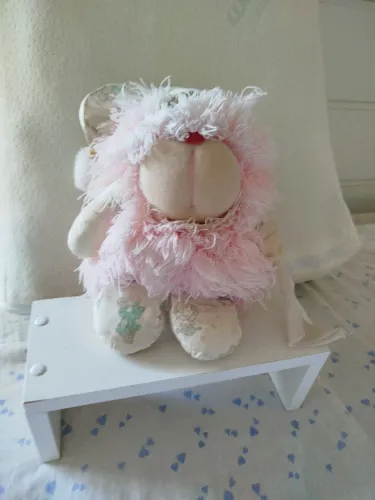 Ursinho de Pelúcia Puffland Rosa Antigo Estrela Anos 80 90 Vintage
