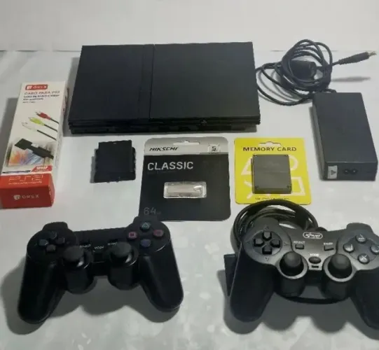 Playstation 2 Slim com controle sem fio